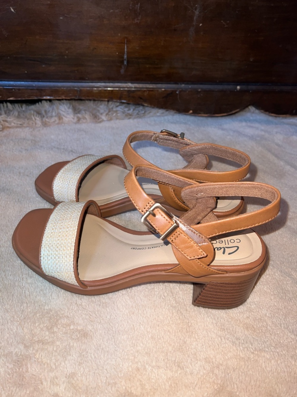Clarks Collection Jaylan Ray Brown and Cream Women's Slingback Sandals - Picture 2 of 4
